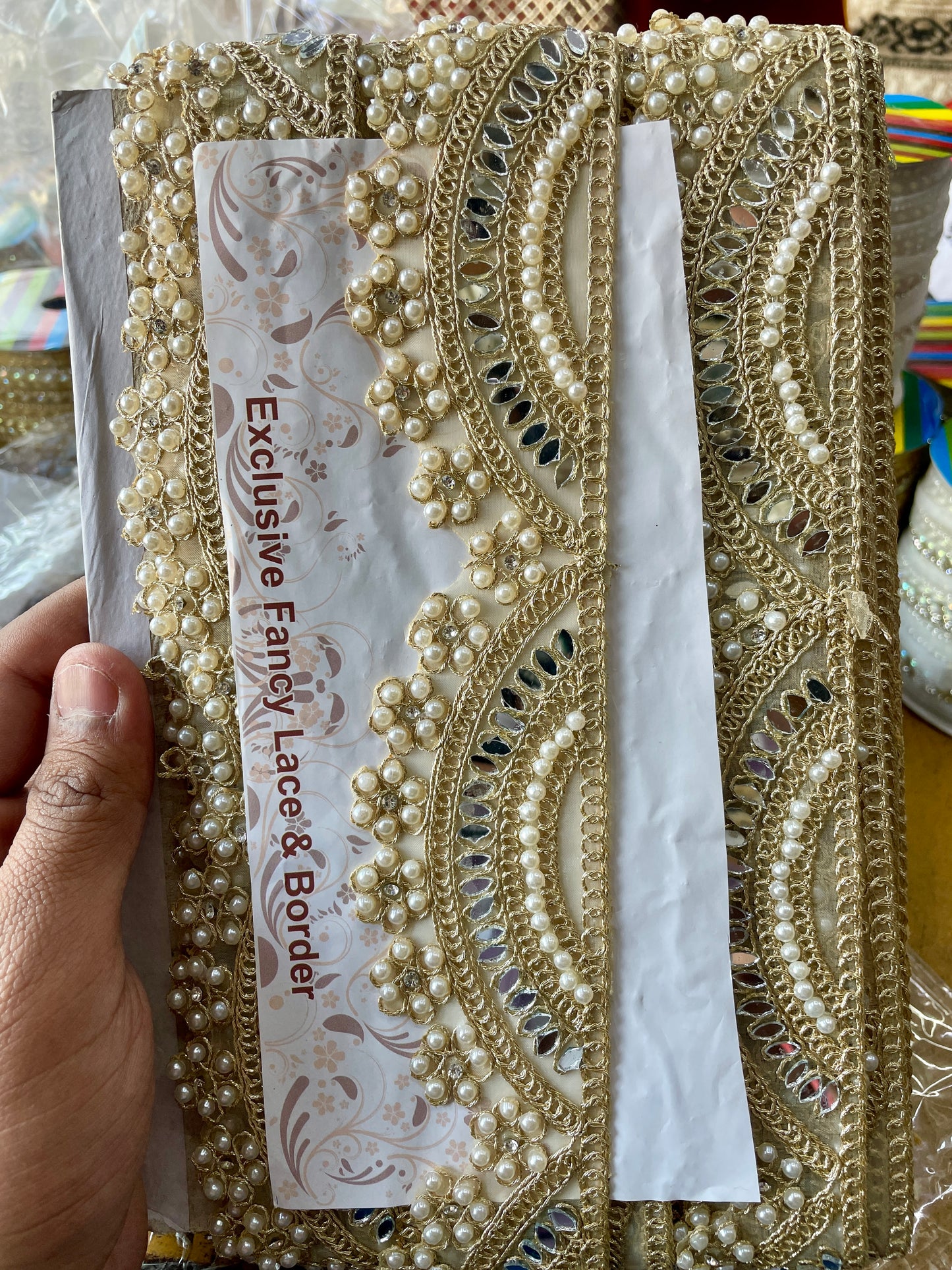 Mirror and stone handwork lace