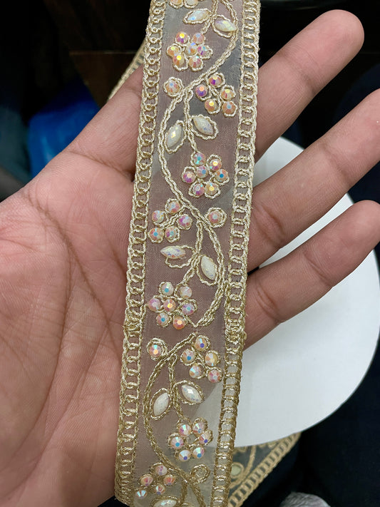 Mirror and stone handwork lace