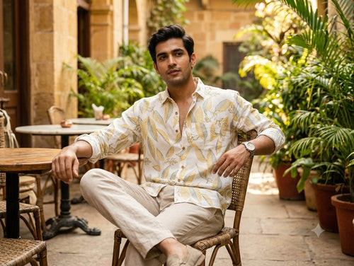 (Free shipping) Sanganeri print cotton fabrics shirt