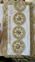 9mtr Mirror and stone handwork lace