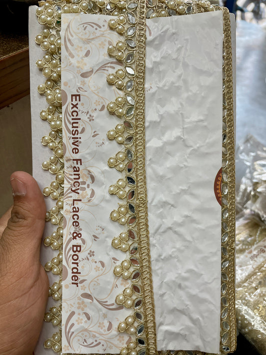 9mtr Mirror and stone handwork lace