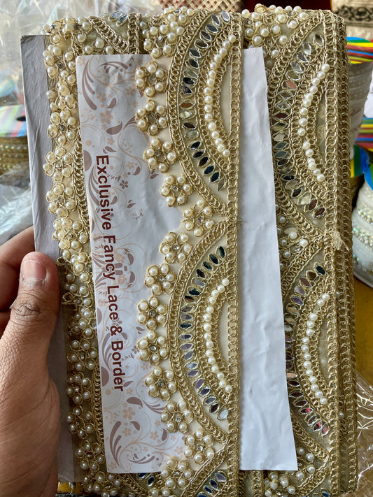 Mirror and stone handwork lace