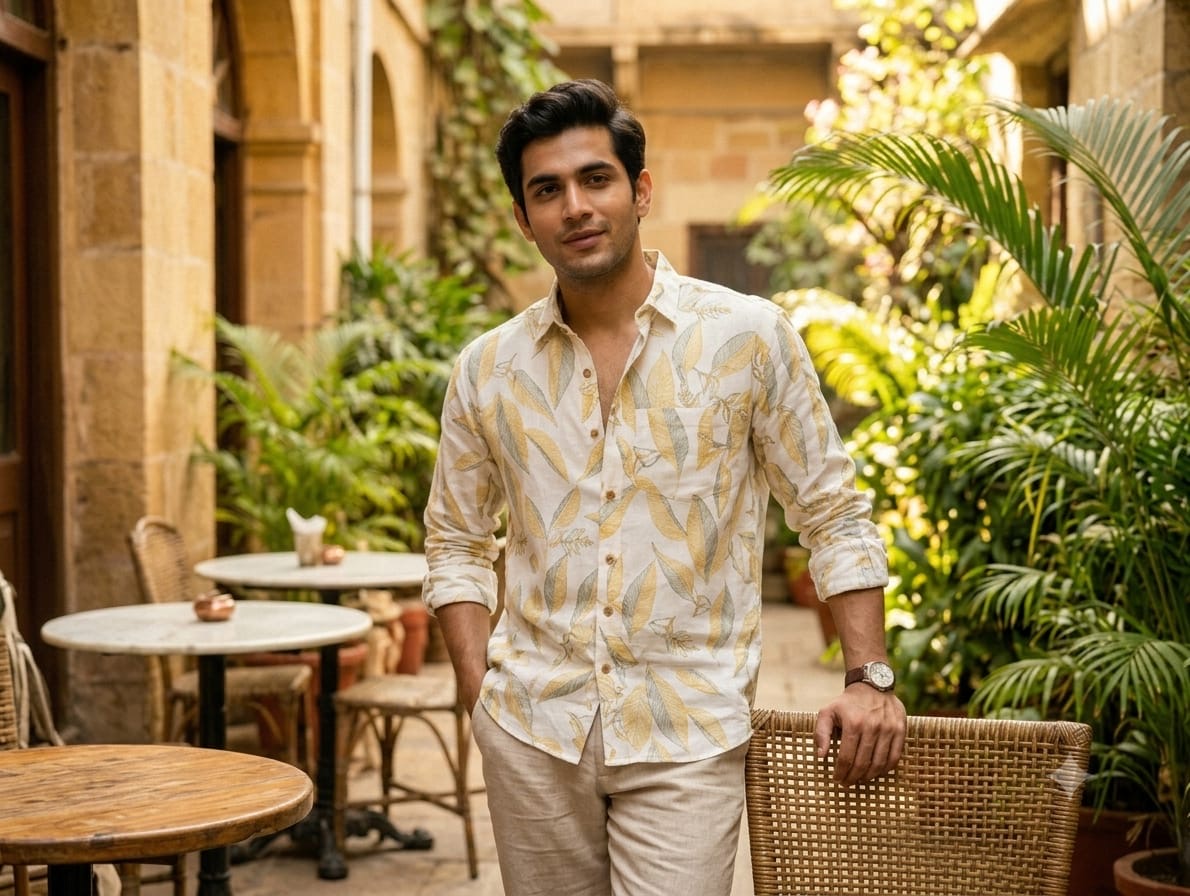 (Free shipping) Sanganeri print cotton fabrics shirt